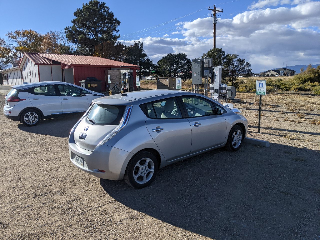 two cars charging